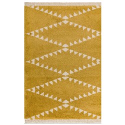 Tapis berbère jaune moutarde et ivoire