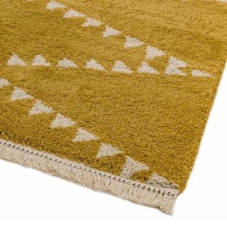 Tapis berbère jaune moutarde et ivoire