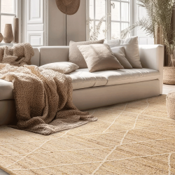 Tapis berbère en laine beige naturel