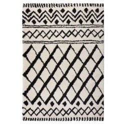 Tapis de salon style berbère ivoire et noir