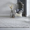 Tapis crème au motif géométrique zigzag gris