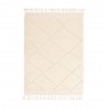 Tapis ivoire structuré  à franges d'inspiration berbère