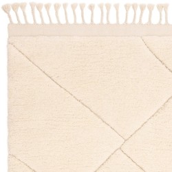 Tapis ivoire structuré  à franges d'inspiration berbère