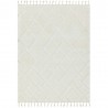 Tapis ivoire à motifs géométriques finition frangée