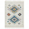 Tapis de salon ivoire style oriental à motifs géométriques multicolore