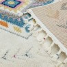 Tapis de salon ivoire style oriental à motifs géométriques multicolore