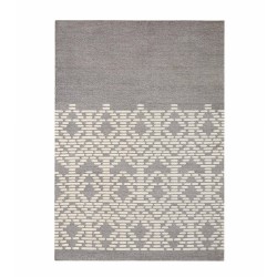 Tapis kilim gris et blanc cassé en laine