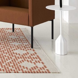 Tapis kilim blanc cassé et terracota en laine