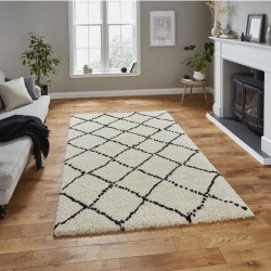 Tapis d'inspiration berbère ivoire et noir