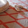 Tapis kilim en laine beige et corail