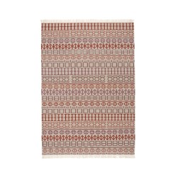 Tapis kilim en laine beige aux motifs multicolores