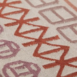 Tapis kilim en laine beige aux motifs multicolores