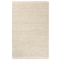 Tapis d'inspiration berbère en laine à franges ivoire et beige
