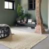Tapis d'inspiration berbère en laine à franges ivoire et beige