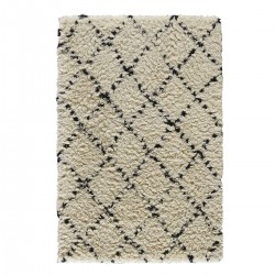 Tapis sur mesure beige en laine à motifs berbères noir