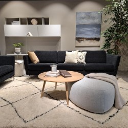Tapis berbère sur mesure ORIGINAL écru en laine avec design noir
