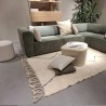 Tapis berbère L'INVERSE écru et noir en laine avec franges