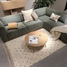 Tapis berbère écru à pois noir en laine avec franges